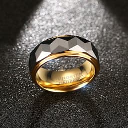 image-VNOX 100% Tungsten Men Ring Wedding Male Jewelry Gold Color 8mm Width Dropshipping