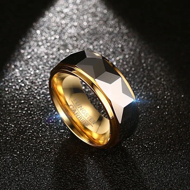 image-VNOX 100% Tungsten Men Ring Wedding Male Jewelry Gold Color 8mm Width Dropshipping