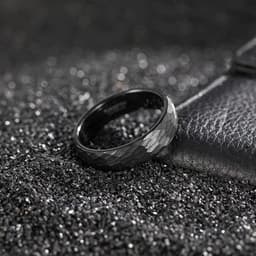 image-Tigrade 6mm 8mm Hammered Tungsten Wedding Rings for Men Women Black Brushed Mens Wedding Band Comfort Fit Size 6-15