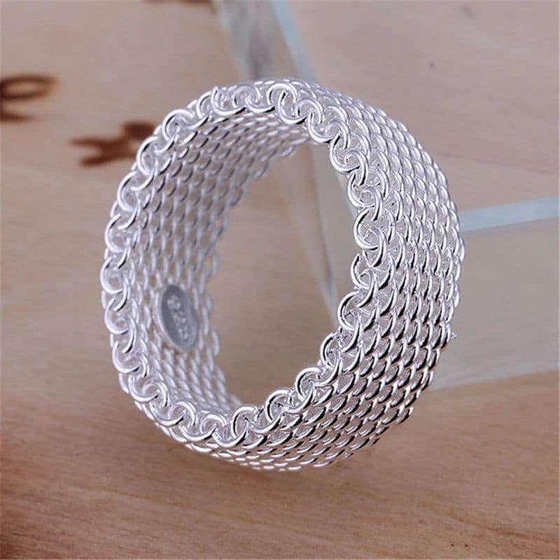 image-DOTEFFIL 925 Sterling Silver Interwoven Web Ring For Woman Fashion Charm Wedding Engagement Jewelry