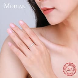 image-Modian Classic Design Sparkling Cubic Zirconia Ring Real 925 Sterling Silver Female Wedding Band Finger Rings For Women Jewelry