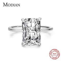 image-Modian Classic Rectangular Cutting Clear CZ Ring Solid 925 Sterling Silver Luxury Finger Rings For Women Wedding Fine Jewelry