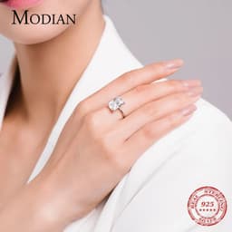 image-Modian Classic Rectangular Cutting Clear CZ Ring Solid 925 Sterling Silver Luxury Finger Rings For Women Wedding Fine Jewelry