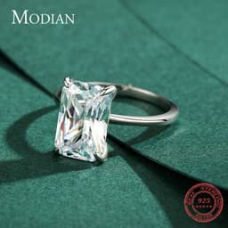 image-Modian Classic Rectangular Cutting Clear CZ Ring Solid 925 Sterling Silver Luxury Finger Rings For Women Wedding Fine Jewelry