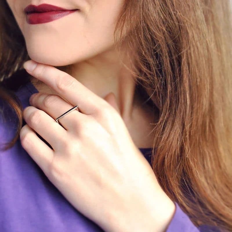 image-Stainless Steel Rings for Women D Geometric Pinky Ring Dainty Stackable Round Midi Rings Jewellery for Women 2022 Halloween