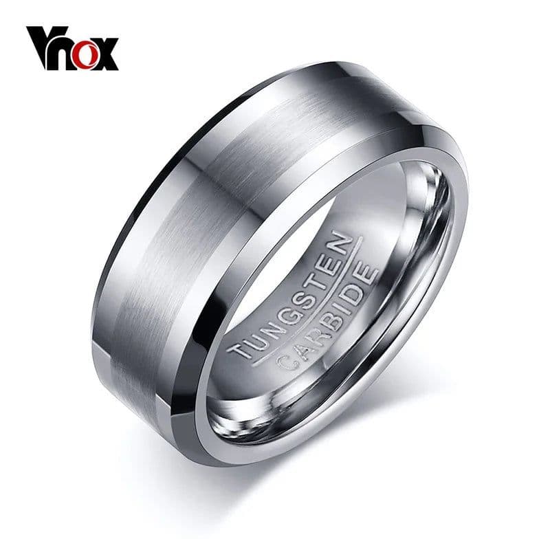 image-Vnox Classical 100% Tungsten Carbide Ring for Men Wedding Jewelry No Rust dropshipping