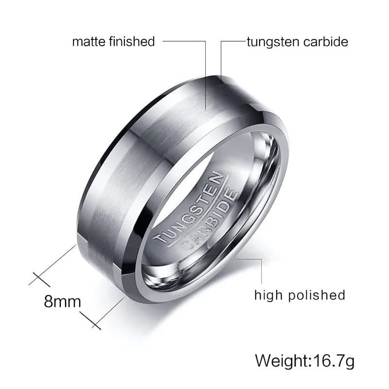 image-Vnox Classical 100% Tungsten Carbide Ring for Men Wedding Jewelry No Rust dropshipping