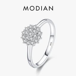 image-Modian 925 Sterling Silver Classic Sparkling Simple CZ Finger Ring Platinum Plated Wedding Jewelry For Women Anniversary Gift