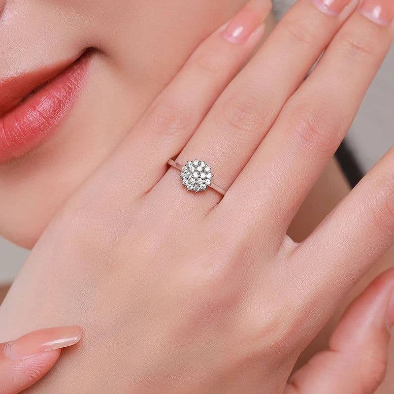 image-Modian 925 Sterling Silver Classic Sparkling Simple CZ Finger Ring Platinum Plated Wedding Jewelry For Women Anniversary Gift