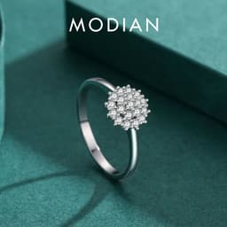 image-Modian 925 Sterling Silver Classic Sparkling Simple CZ Finger Ring Platinum Plated Wedding Jewelry For Women Anniversary Gift