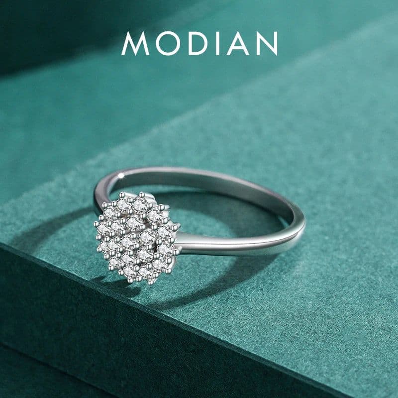 image-Modian 925 Sterling Silver Classic Sparkling Simple CZ Finger Ring Platinum Plated Wedding Jewelry For Women Anniversary Gift