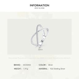 image-MODIAN Authentic 925 Sterling Silver Sparkling Clear CZ Cross Ring For Women Simple Design Ring Fine Jewerlry Gift Accessories