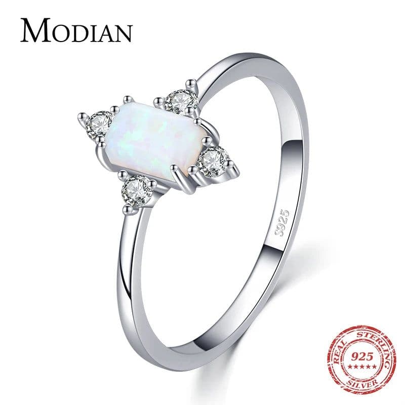 image-Modian Real 925 Sterling Silver Rings For Women Shining Crown Opal Finger Ring Classic Luxury Wedding Statement Jewelry Anel