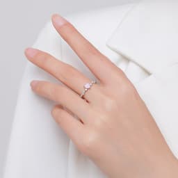 image-MODIAN 925 Sterling Silver Elegant Pink Crystal Heart Finger Rings For Women Birthday Romantic Gift Fine Jewelry Accessories