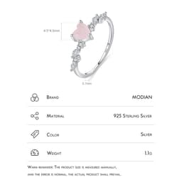 image-MODIAN 925 Sterling Silver Elegant Pink Crystal Heart Finger Rings For Women Birthday Romantic Gift Fine Jewelry Accessories