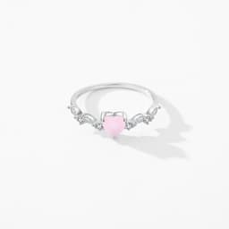 image-MODIAN 925 Sterling Silver Elegant Pink Crystal Heart Finger Rings For Women Birthday Romantic Gift Fine Jewelry Accessories