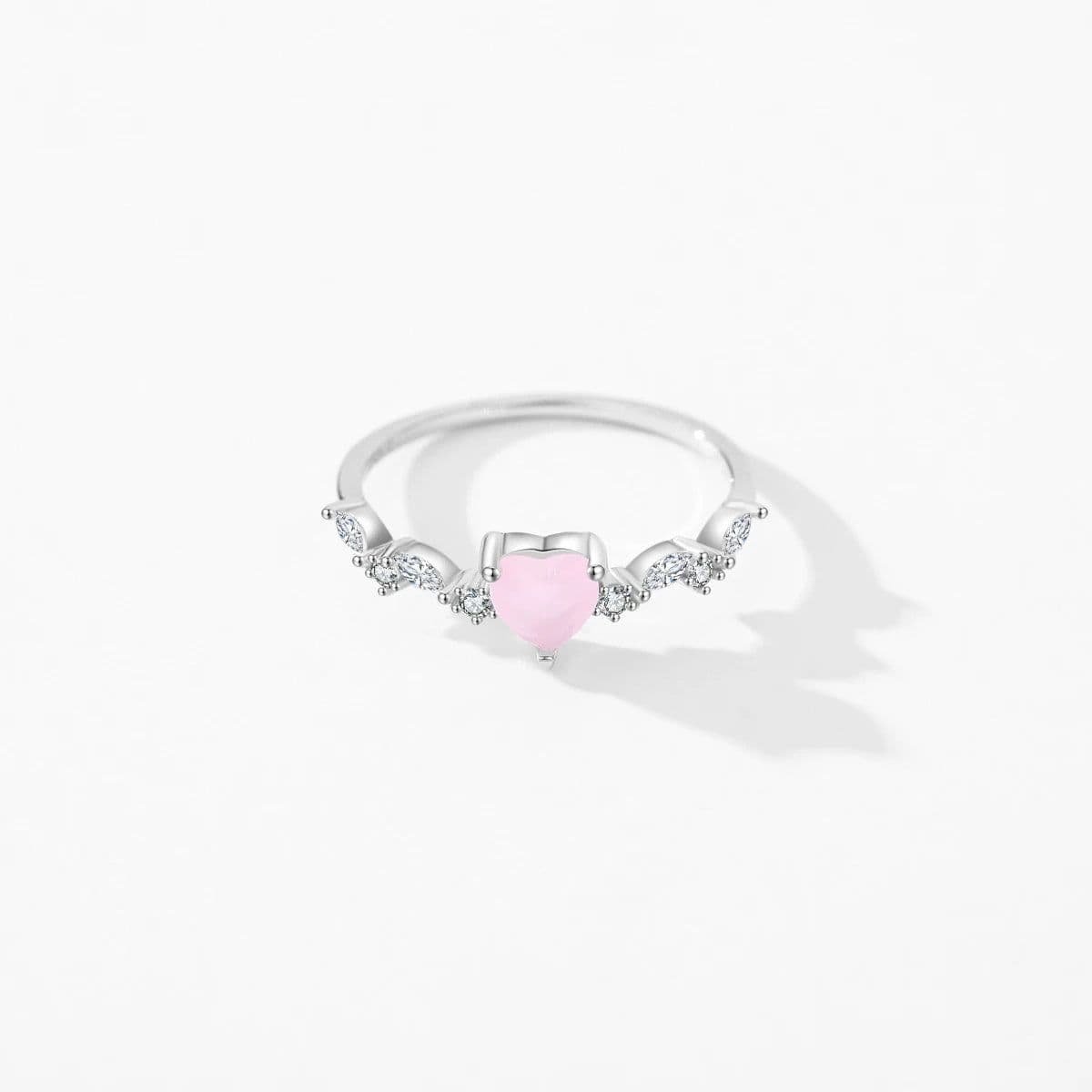 image-MODIAN 925 Sterling Silver Elegant Pink Crystal Heart Finger Rings For Women Birthday Romantic Gift Fine Jewelry Accessories