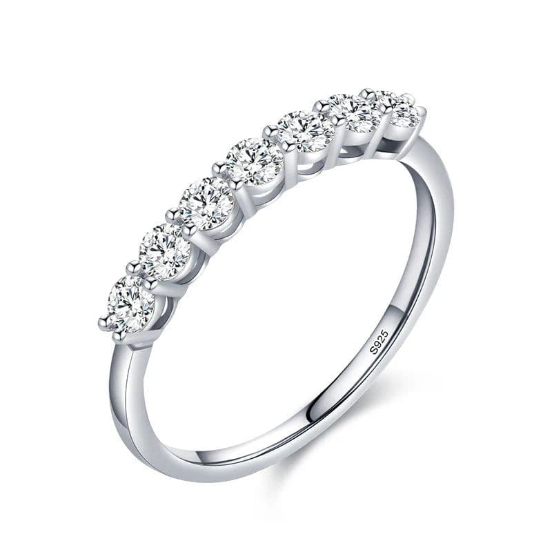 image-Modian Luxury Solid 925 Sterling Silver Simple 5A Zirconia Dazzling Cassic Finger Ring For Women Wedding Band Statement Jewelry