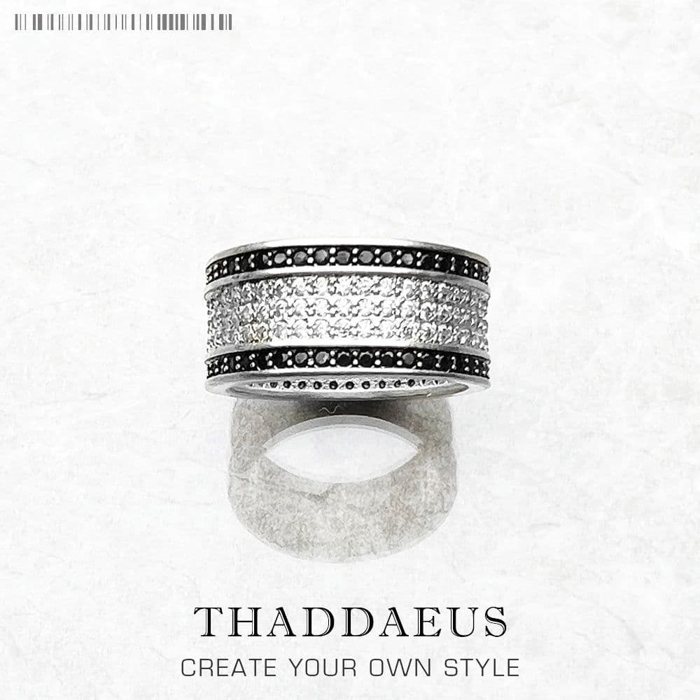 image-Black And White Ring,Europe Style Glam Fine Jewerly For Women Gift In 925 Sterling Silver