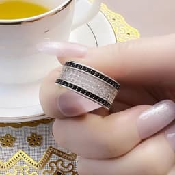 image-Black And White Ring,Europe Style Glam Fine Jewerly For Women Gift In 925 Sterling Silver