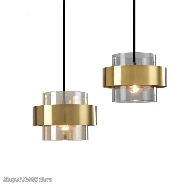 image-modern gold Cylindrical glass led pendant lights nordic Living Room Dining Room lustre kitchen Hanging Lamps home decor fixtures