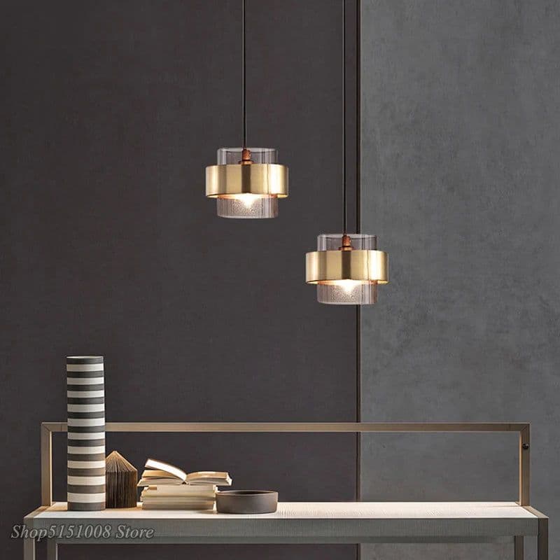 image-modern gold Cylindrical glass led pendant lights nordic Living Room Dining Room lustre kitchen Hanging Lamps home decor fixtures