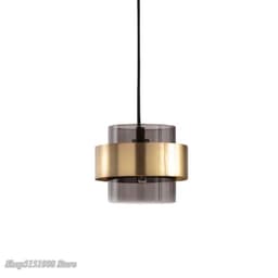 image-modern gold Cylindrical glass led pendant lights nordic Living Room Dining Room lustre kitchen Hanging Lamps home decor fixtures