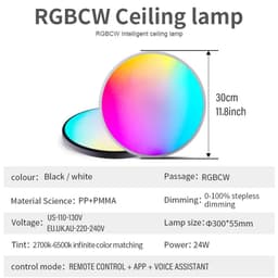 image-Tuya WiFi Smart LED Ceiling Lights 110v-240v RGB Dimmable Ceiling Lamps Round Ceiling Lamp For Bedroom Living Home Alexa Google