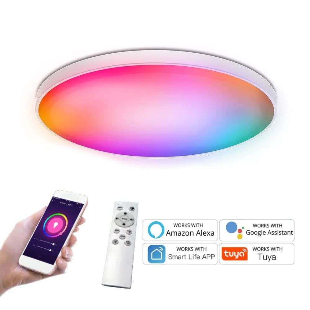 image-Tuya WiFi Smart LED Ceiling Lights 110v-240v RGB Dimmable Ceiling Lamps Round Ceiling Lamp For Bedroom Living Home Alexa Google