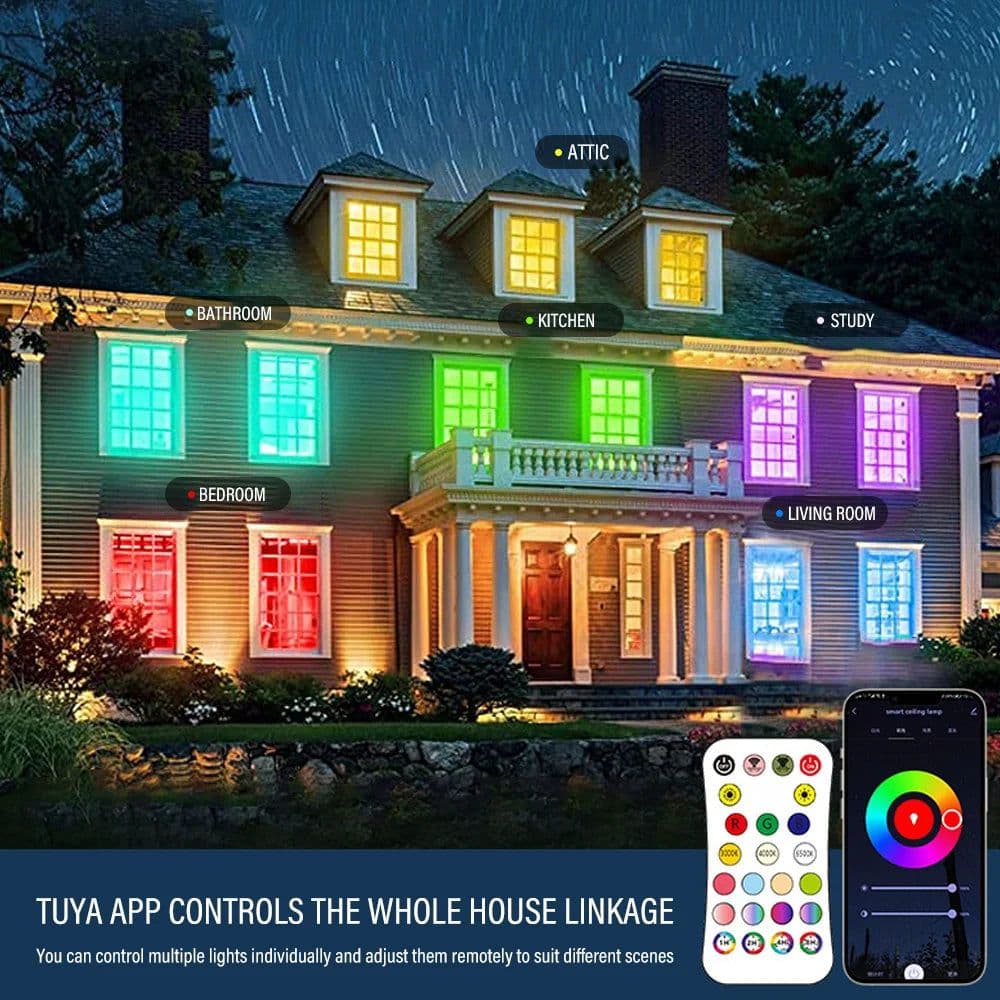 image-Tuya WiFi Smart LED Ceiling Lights 110v-240v RGB Dimmable Ceiling Lamps Round Ceiling Lamp For Bedroom Living Home Alexa Google