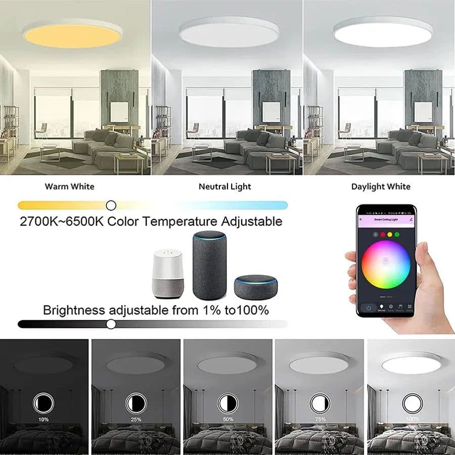 image-Tuya WiFi Smart LED Ceiling Light AC220V 24W RGB For Bedroom Living Room Home Decor Round Light Works With Alexa Google Home