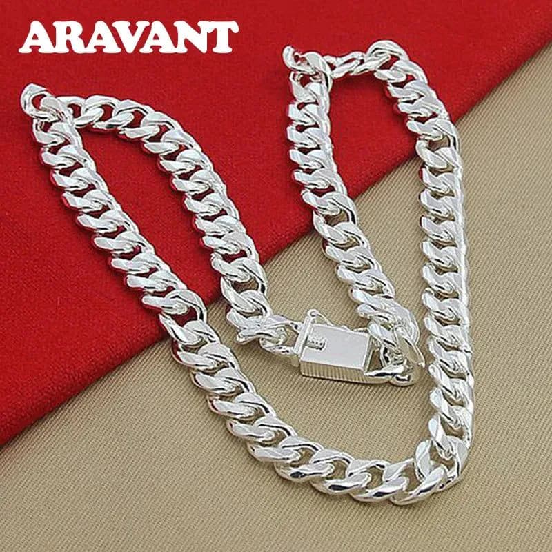 image-Aravant 10MM Men Necklace Chain 925 Silver Necklaces Fashion Jewelry Accessories