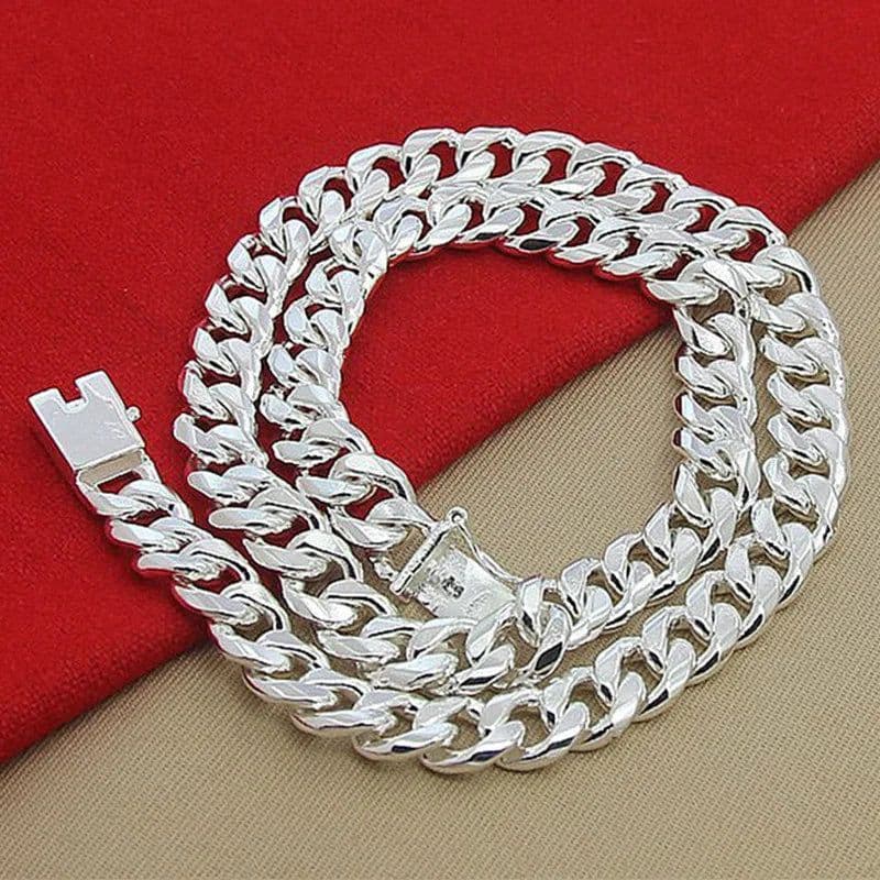 image-Aravant 10MM Men Necklace Chain 925 Silver Necklaces Fashion Jewelry Accessories