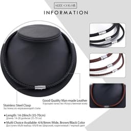 image-Man-made Leather Necklace Choker Black Brown Braided Rope Chain for Men Boy Male Jewelry Gifts collier homme Magnetic UNM27