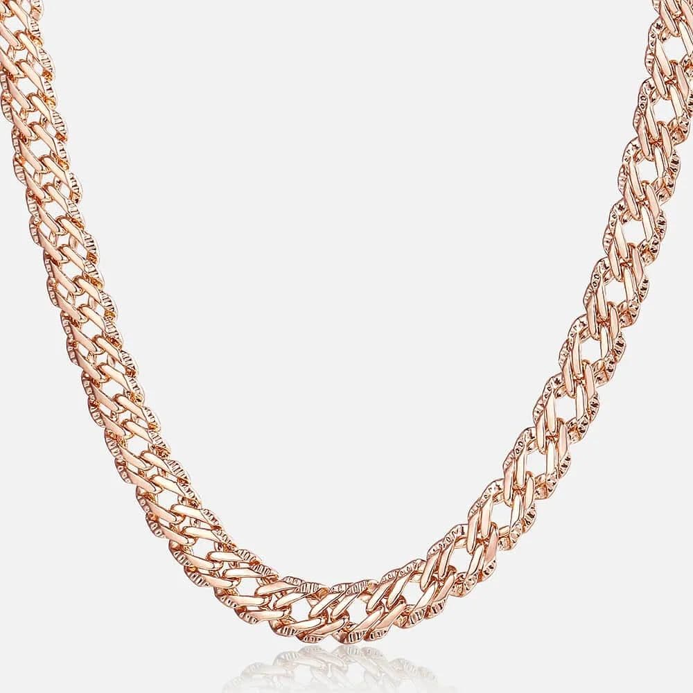 image-Trendsmax Necklaces for Women Men 585 Rose Gold Color Venitian Curb Link Chain Necklace 45cm 55cm 60cm Fashion Jewelry KGN453