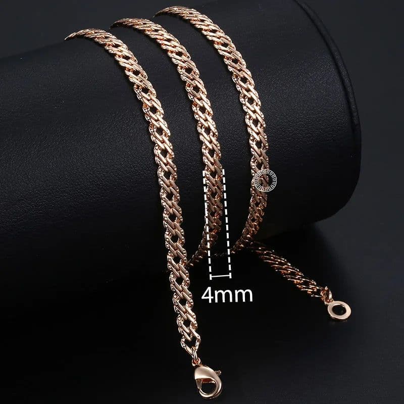 image-Trendsmax Necklaces for Women Men 585 Rose Gold Color Venitian Curb Link Chain Necklace 45cm 55cm 60cm Fashion Jewelry KGN453