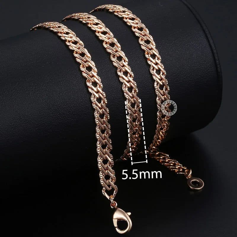 image-Trendsmax Necklaces for Women Men 585 Rose Gold Color Venitian Curb Link Chain Necklace 45cm 55cm 60cm Fashion Jewelry KGN453