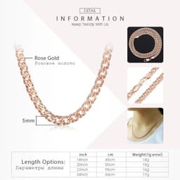 image-Trendsmax Necklaces for Women Men 585 Rose Gold Color Venitian Curb Link Chain Necklace 45cm 55cm 60cm Fashion Jewelry KGN453