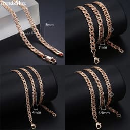 image-Trendsmax Necklaces for Women Men 585 Rose Gold Color Venitian Curb Link Chain Necklace 45cm 55cm 60cm Fashion Jewelry KGN453