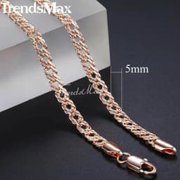 image-Trendsmax Necklaces for Women Men 585 Rose Gold Color Venitian Curb Link Chain Necklace 45cm 55cm 60cm Fashion Jewelry KGN453