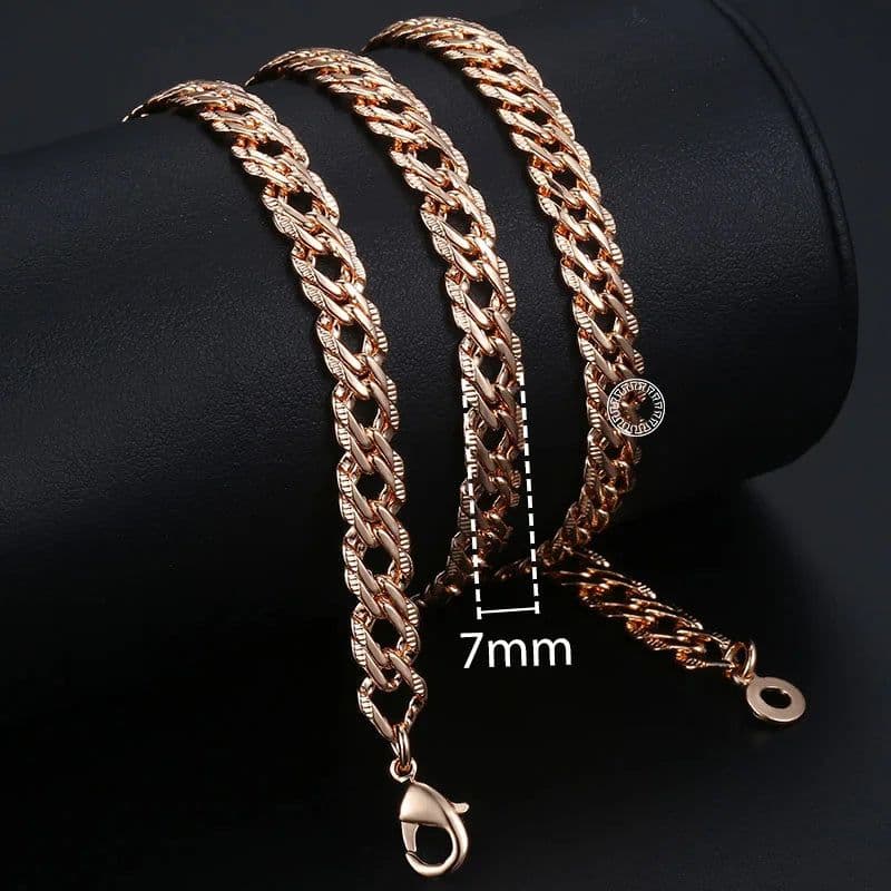 image-Trendsmax Necklaces for Women Men 585 Rose Gold Color Venitian Curb Link Chain Necklace 45cm 55cm 60cm Fashion Jewelry KGN453
