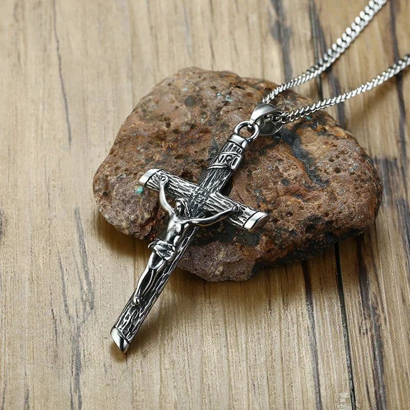 image-Vnox Cross Necklace for Men Women,Catholicism Jesus Pendant,Gold Color Stainless Steel Unisex Collar,Church Prayer Faith Jewelry