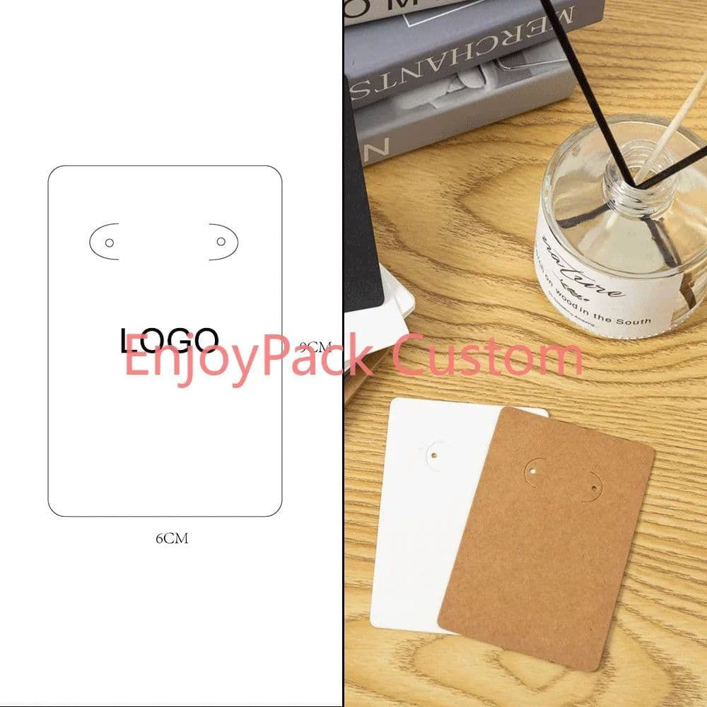 image-100Pieces Customize Personalize Logo Print Paper Jewelry Thank You Necklace Earring Holder Cards Packing Display Stand Wholesale