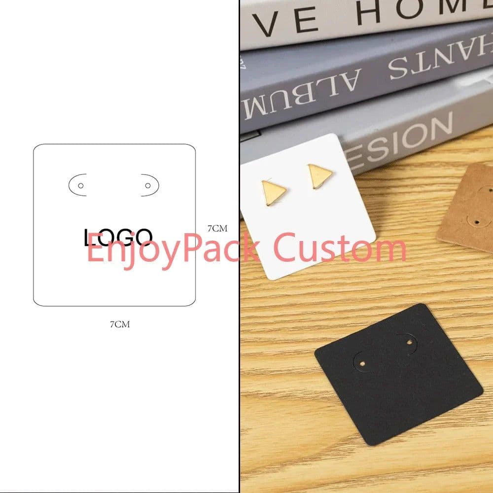 image-100Pieces Customize Personalize Logo Print Paper Jewelry Thank You Necklace Earring Holder Cards Packing Display Stand Wholesale