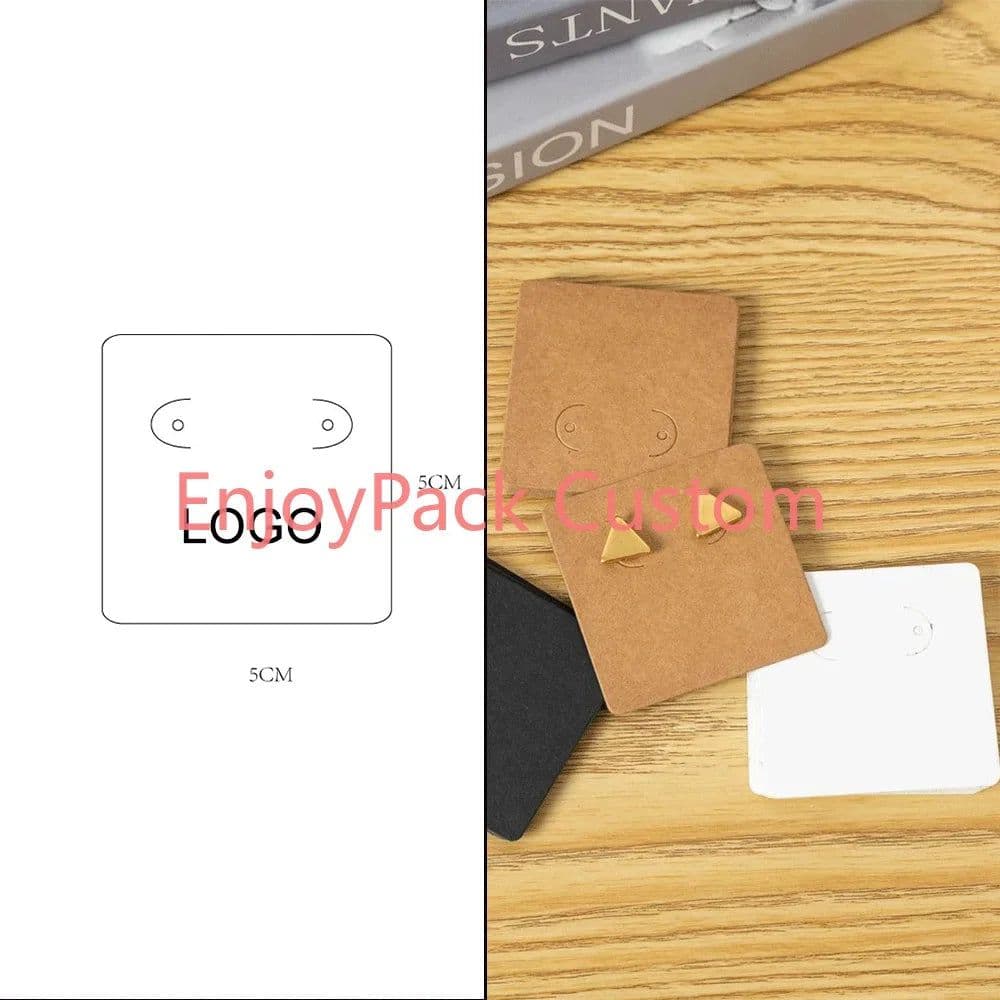 image-100Pieces Customize Personalize Logo Print Paper Jewelry Thank You Necklace Earring Holder Cards Packing Display Stand Wholesale