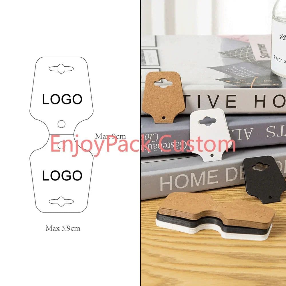 image-100Pieces Customize Personalize Logo Print Paper Jewelry Thank You Necklace Earring Holder Cards Packing Display Stand Wholesale