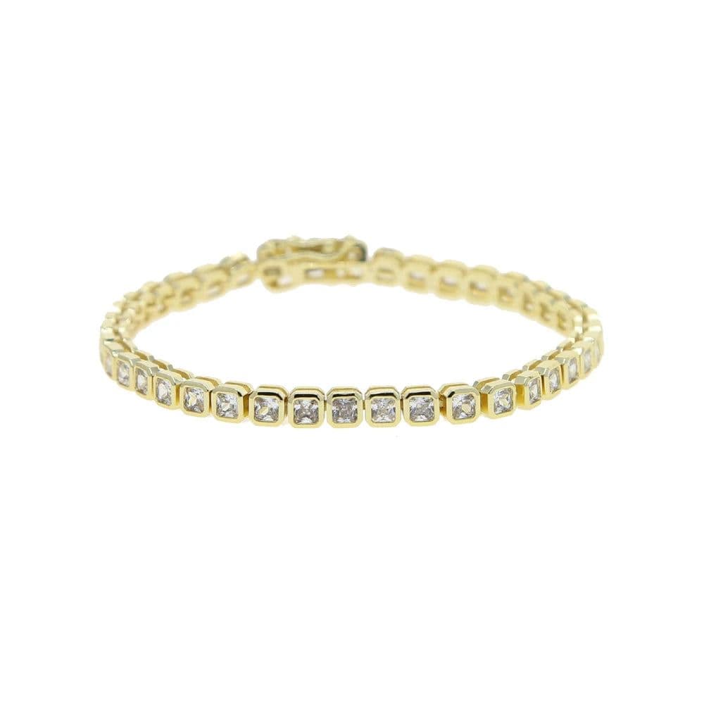 image-Various Shaped Geometric Bezel Cubic Zirconia 5A CZ Tennis Chain Bracelet Classic Fashion Women Jewelry