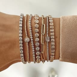 image-Various Shaped Geometric Bezel Cubic Zirconia 5A CZ Tennis Chain Bracelet Classic Fashion Women Jewelry