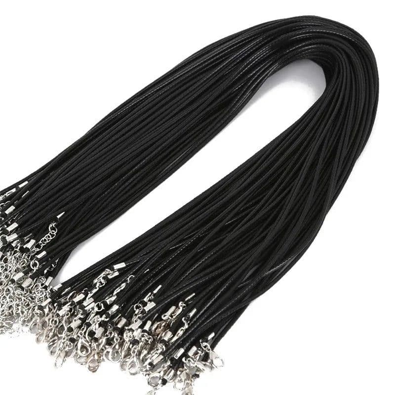 image-100pcs/Lot Bulk 1-2MM Black Wax Leather Snake Necklaces Cord String Rope Wire Extender Chain For Jewelry Making Wholesale