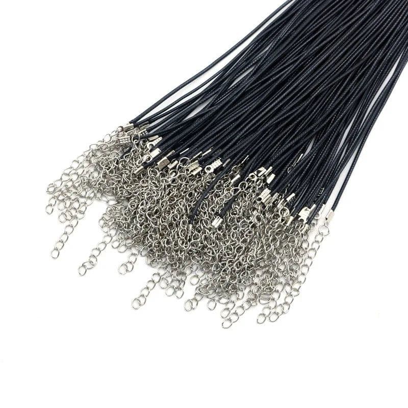 image-100pcs/Lot Bulk 1-2MM Black Wax Leather Snake Necklaces Cord String Rope Wire Extender Chain For Jewelry Making Wholesale